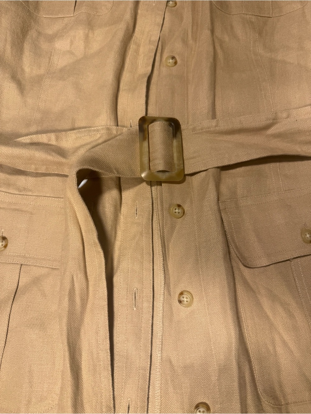Lauren Ralph Lauren Beige Linen Button-Front Top - Picture 6 of 9
